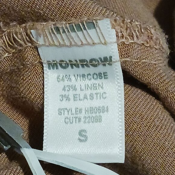 Monrow Pull-on Viscose Linen Ankle Pants Relaxed Fit Pockets XS‎ Clay Orange - Picture 8 of 9